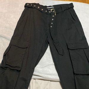 Charlotte Russe- black cargo jeans- comes with belt- tightened at the bottom